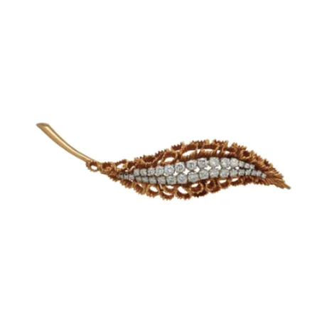 Cartier Broche feuille diamant
