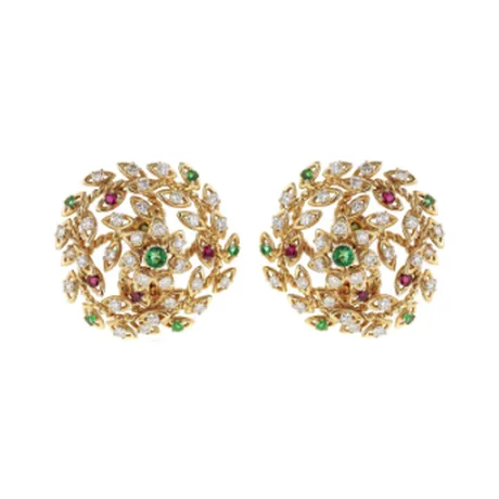 Cartier Clips d'oreilles Floral rubis