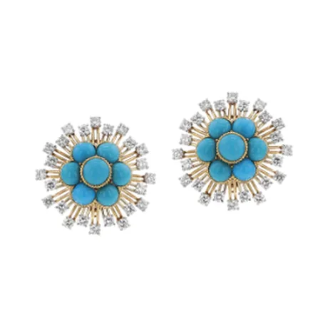 Cartier Clips d'oreilles turquoise