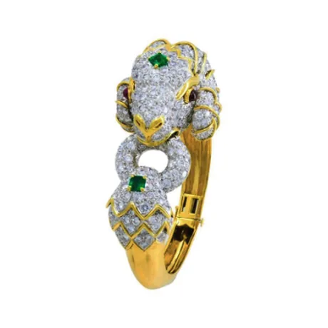 David Webb Bracelet bélier tête émeraude