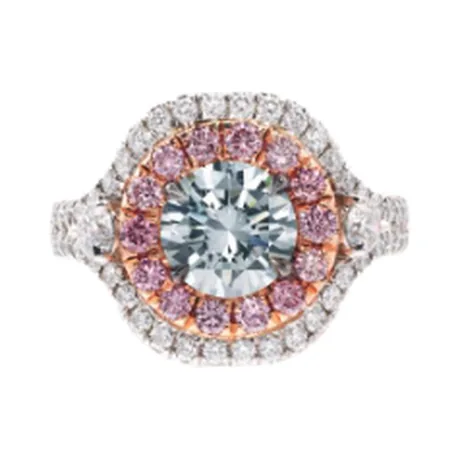 High Jewelry Bague diamant gris bleu fancy rond 1,55 ct