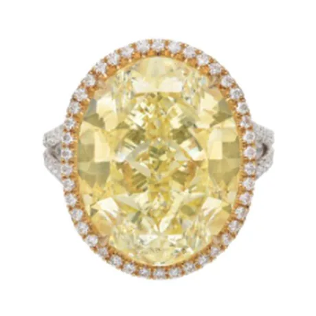 High Jewelry Bague diamant jaune fancy ovale 15,29 ct