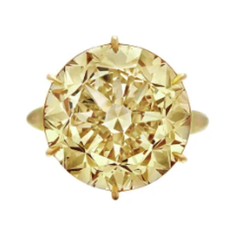 High Jewelry Bague diamant jaune fancy rond 16,10 ct