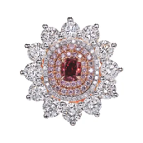 High Jewelry Bague diamant rouge orangé fancy 0,63 ct