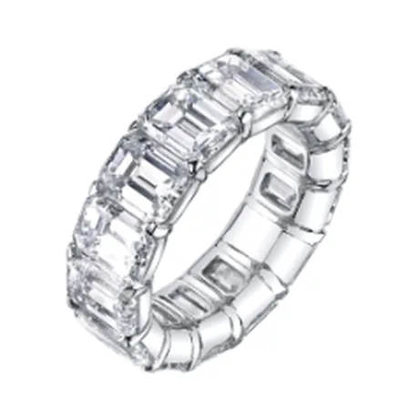 High Jewelry Bague éternité diamant taille émeraude 14,00 ct