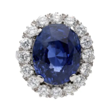 High Jewelry Bague halo saphir de Ceylan 18,02 ct