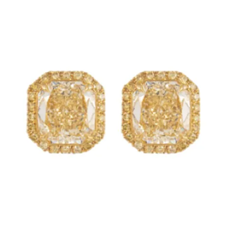 High Jewelry Boucles d'oreilles diamant jaune fancy intense radiant 9,05 ct