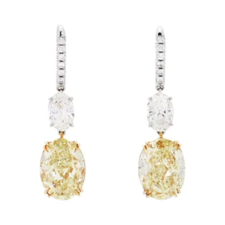 High Jewelry Boucles d'oreilles diamant jaune fancy ovale 16,83 ct