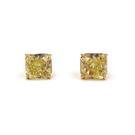 High Jewelry Boucles d'oreilles diamant jaune fancy radiant 11,63 ct