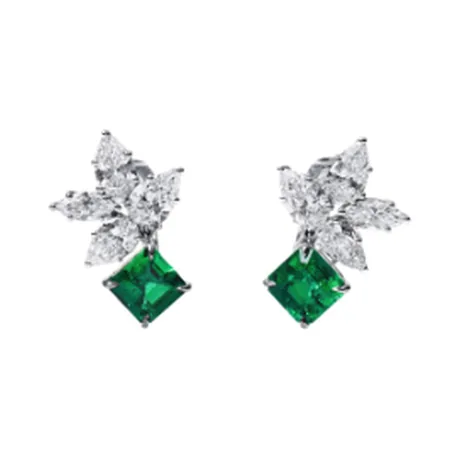 High Jewelry Boucles d'oreilles grappe émeraude de Colombie 3,66 ct