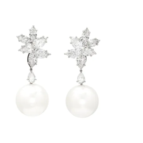 High Jewelry Boucles d'oreilles grappe perles des mers du Sud