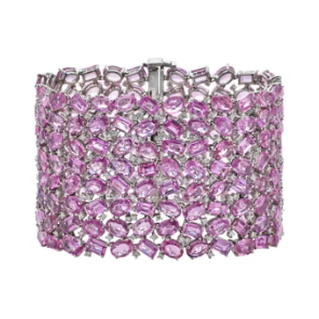 High Jewelry Bracelet maille saphir rose 326,10 ct