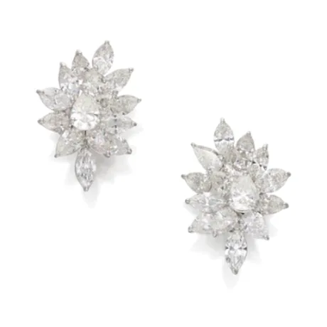 High Jewelry Clips d'oreilles grappe diamant 33,50 ct