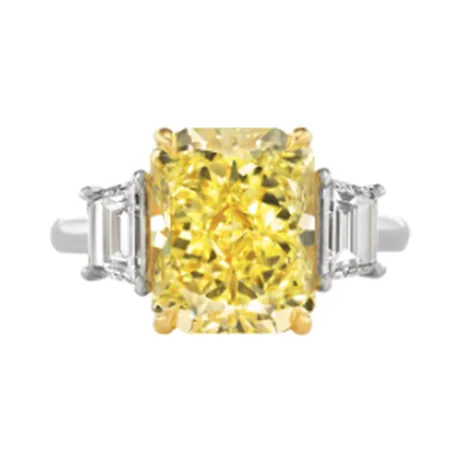 High Jewelry Solitaire diamant jaune fancy intense radiant 5,01 ct