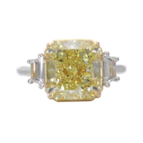 High Jewelry Solitaire diamant jaune fancy intense radiant 5,73 ct