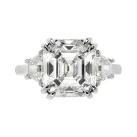 High Jewelry Solitaire trois pierres diamant Asscher 5,67 ct