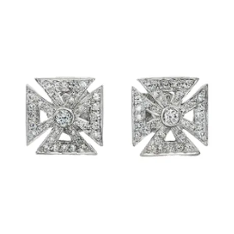 Tiffany & Co. Boucles d'oreilles croix de malte croix diamant