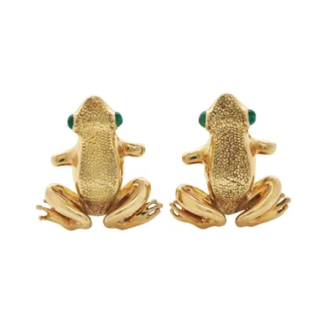 Tiffany & Co. Boutons de manchette grenouille émeraude