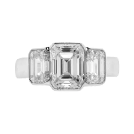 Tiffany & Co. Solitaire trois pierres diamant taille émeraude 2,24 ct