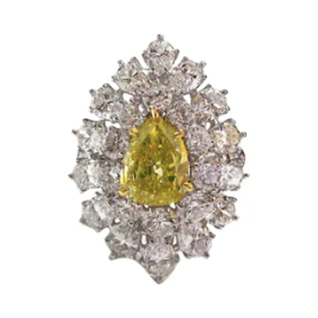Van Cleef & Arpels Bague diamant jaune poire 1,36 ct