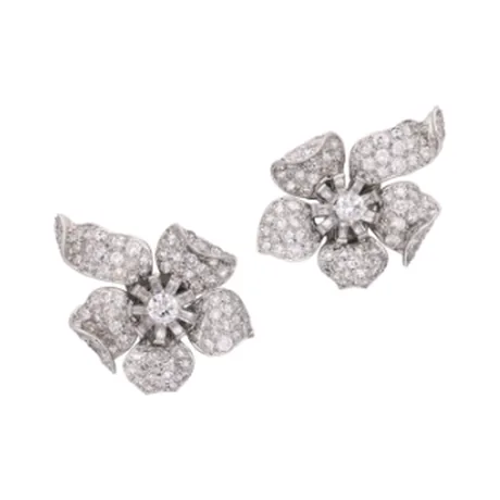 Van Cleef & Arpels Clips d'oreilles fleur diamant
