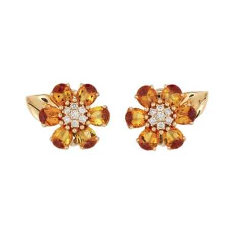 Van Cleef & Arpels Clips d'oreilles fleurs hawat citrine