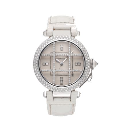Cartier Cartier. A yellow gold and diamond-set manual wind bracelet watch with concealed dial. Circa