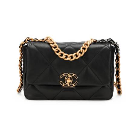 Chanel 19 Flap, agneau matelassé Black, doré & ruthénium