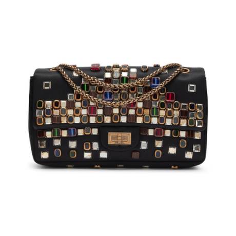 Chanel 2.55 Reissue 225 Flap, satin Black Paris-Byzance Gripoix Bijoux, doré vieilli