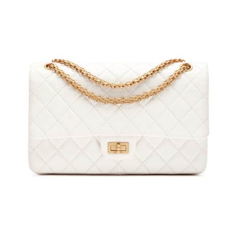 Chanel 2.55 Reissue 226 Double Flap, veau matelassé vieilli Cream White, doré vieilli