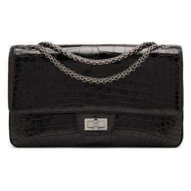 Chanel 2.55 Reissue 227 « So Black », alligator, ruthénium