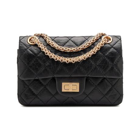 Chanel 224 Mini 2.55 Reissue Flap, veau matelassé vieilli Black, doré vieilli