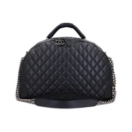 Chanel Airlines Oversized Bowler Duffle, veau matelassé grainé Black, ruthénium