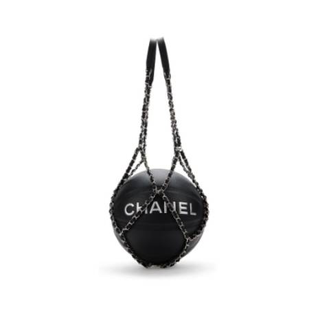 Chanel Basketball & Chain Harness, cuir Black & Silver, argenté