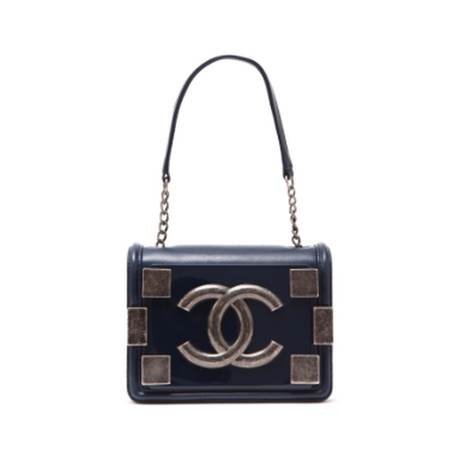 Chanel Boy Lego Brick, agneau & plexiglas Blue, ruthénium