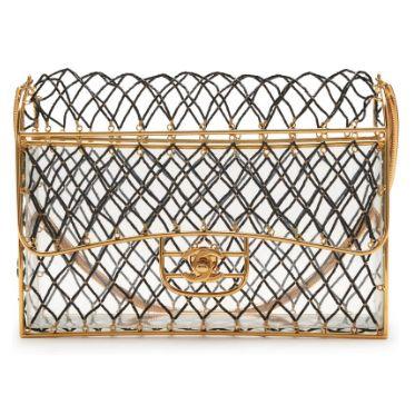 Chanel « Cage Flap » medium, lucite perlée Black, doré