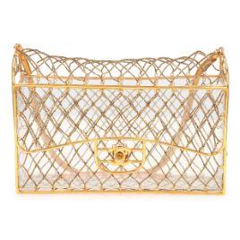 Chanel « Cage Flap » medium, lucite perlée transparente, doré