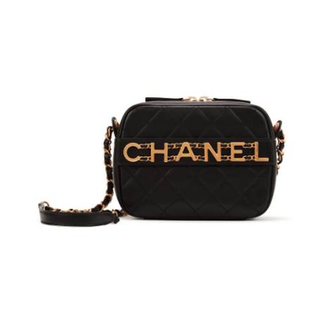 Chanel Camera Case, agneau matelassé Black Logo, doré