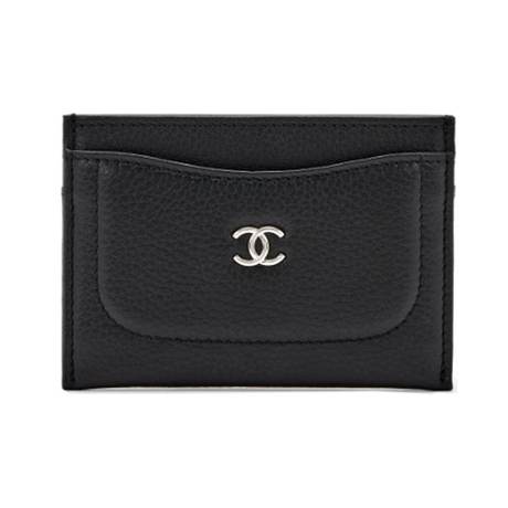 Chanel Card Holder, veau Black, argenté