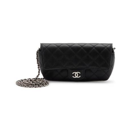 Chanel Case Chain On, caviar matelassé Black Glasses, argenté