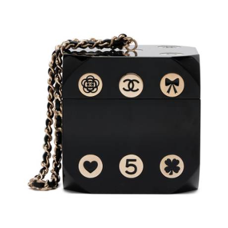 Chanel Casino Dice Minaudière Brushed, plexiglas Black, doré clair