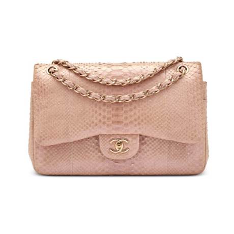 Chanel Classic Double Flap Jumbo Flap, python irisé Pink, doré