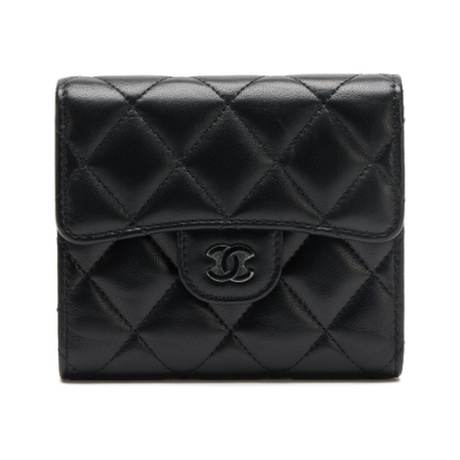 Chanel Classic Small Flap Wallet « So Black », agneau matelassé, noir