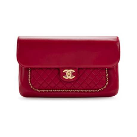 Chanel Clutch, agneau matelassé Red CC Unchained, doré
