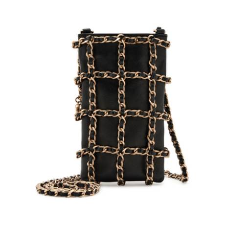 Chanel Clutch avec chaîne, agneau Black Tech Me Out, doré pâle