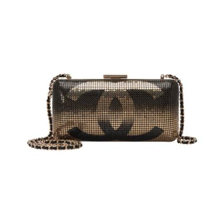 Chanel Clutch Chain Minaudière Light On, maille ombré Black & Light Gold Hollywood, doré