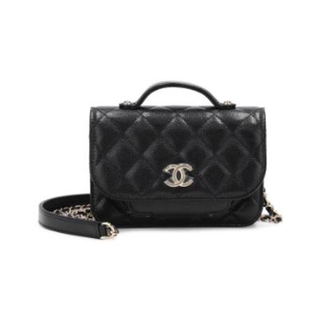 Chanel Clutch On Chain, caviar matelassé Black Business Affinity, doré