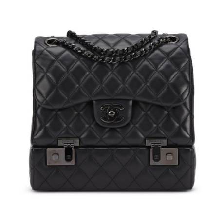 Chanel Cockpit Flap « So Black », agneau matelassé, noir