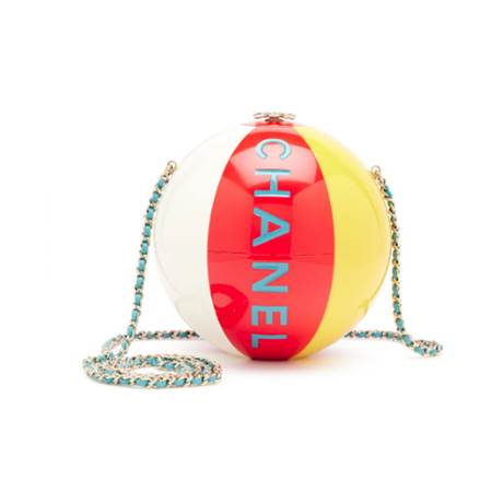 Chanel Coco Beach Ball Minaudière Clutch, plexiglas Red White Yellow & Blue, doré clair