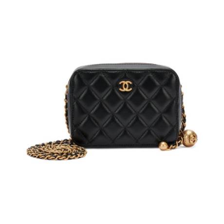 Chanel Coco Crush Camera Case, agneau matelassé Black, doré